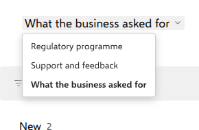 The board title opens a menu of the named boards in your list