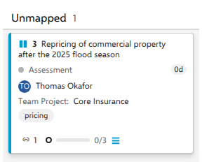 Unmapped holding a Core Insurance item in Assessment, a state the host project's type does not have