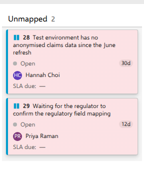 The Unmapped column, holding items whose states the board's type does not have